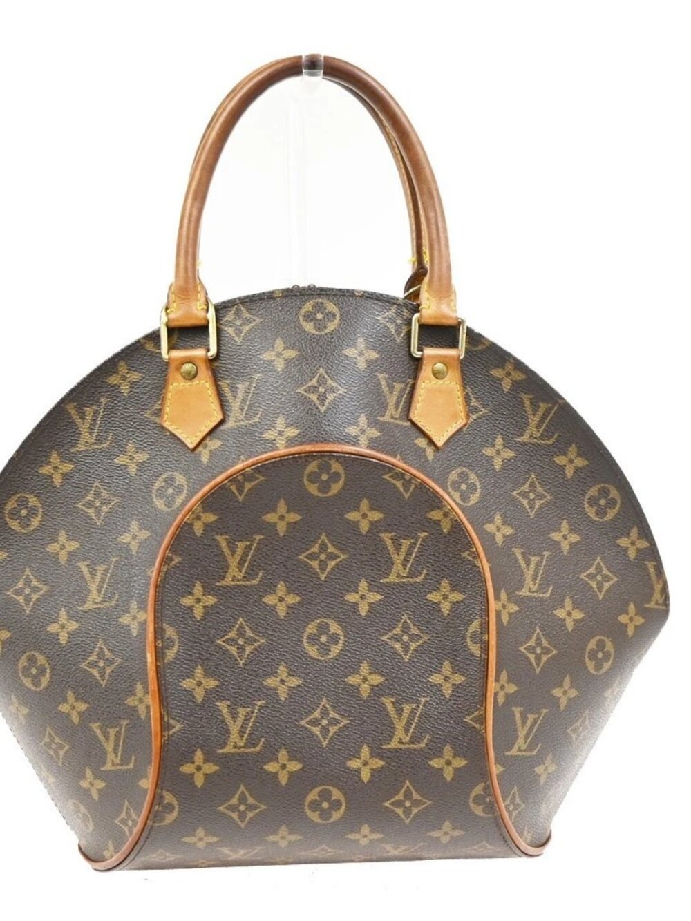 LOUIS VUITTON LV Logo Ellipse MM Hand Bag Monogram Leather Brown M51126 70KD712